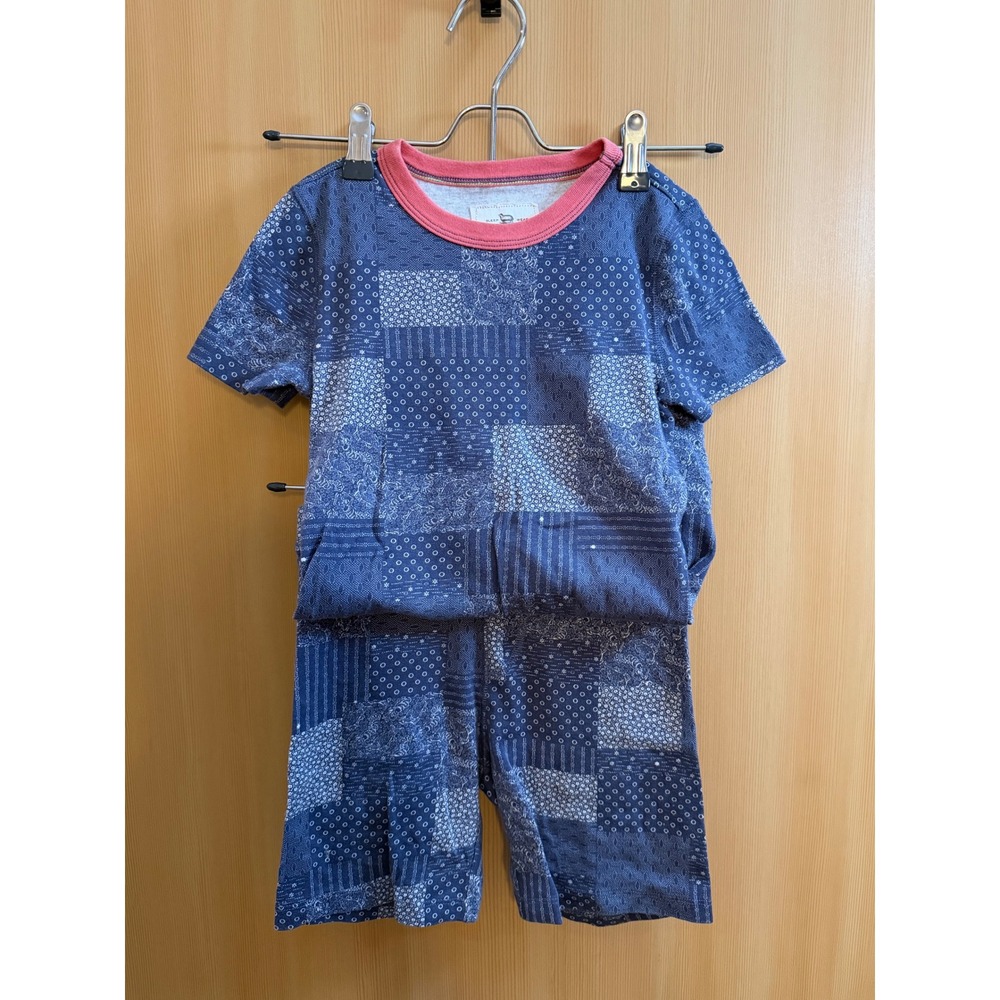 Crewcuts J.Crew Kids Pajama Set Blue Patchwork Print Snug Fit Size 8 PJ Short
